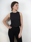 Open back extended vest tank top