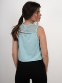 Open back extended vest tank top