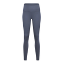 A pair of high-waisted, full-length athletic leggings in a solid slate blue-gray color, shown on a clean white background.