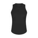 Full length loose fit tank top in black - front view